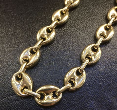 14k gucci puff chain|Gucci cuban link chain.